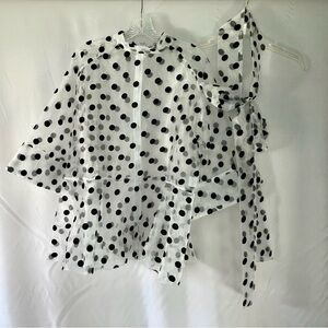 Sheer peplum polka dot chiffon like top with belt size XXL but fits like XL NWT